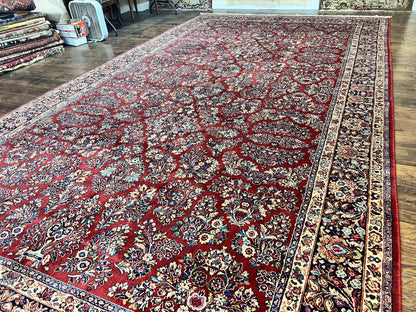 Karastan Rug Red Sarouk 10x18 Wool Carpet Original 700 Series Vintage Large Oriental Rug