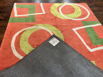 Abstract Rug 6x9 Modern Contemporary Area Rug Red Orange Green