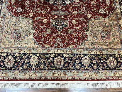 Persian Rug 8x10 Hand Knotted Wool Vintage Carpet Dome Medallion Floral Design