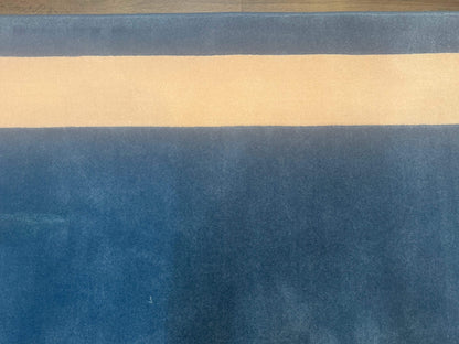 Blue And Cream Square Rug 10x10 Ft Hand Tufted Wool Modern Area Carpet