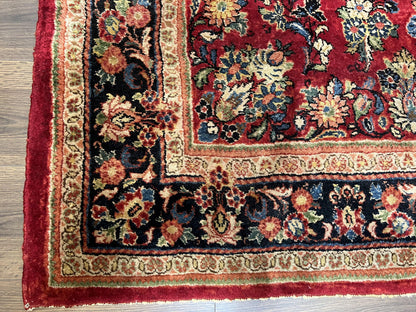 Rare Persian Rug Hand Knotted Wool 1920s Sarouk Antique Floral Allover Carpet