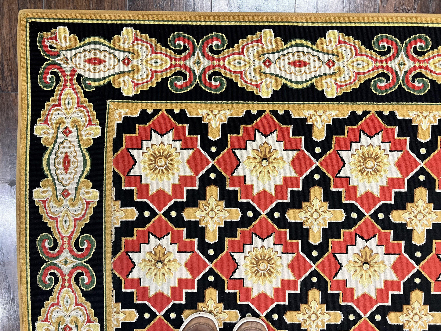 Runner Rug 4x19 Wool Panel Design Hallway Carpet Vintage European Style