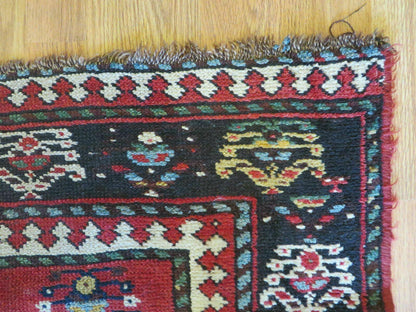 Hand Knotted Caucasian Kazak Wool Runner Rug Antique 1920s Medallion Design