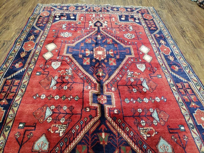 Antique Persian Rug Hand Knotted Zanjan Nahavand Heriz Wool 5x9 Handcrafted