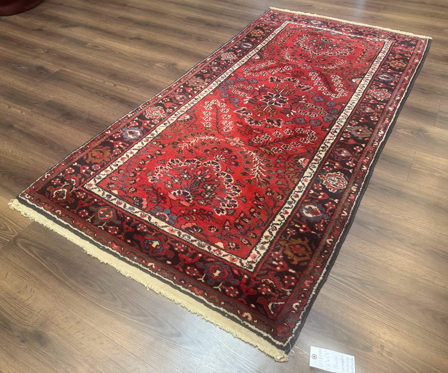 Persian Hamadan Rug Red Runner 2.6 By 6.8 Ft Floral Antique Carpet