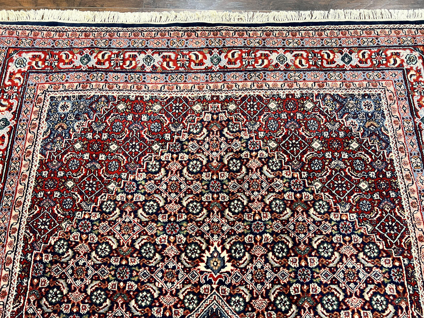 Indo Persian Rug 7x10 Hand Knotted Wool Bidjar Vintage Oriental Carpet Herati Pattern