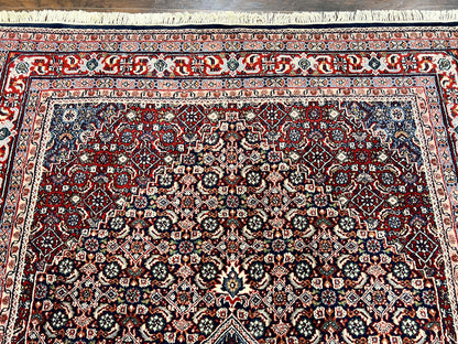 Indo Persian Rug 7x10 Hand Knotted Wool Bidjar Vintage Oriental Carpet Herati Pattern