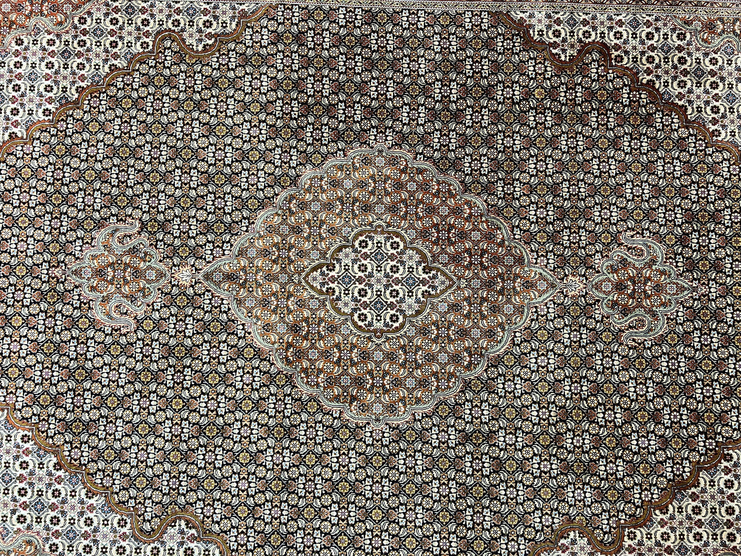 Persian Tabriz Rug 7x10 Handmade Wool Herati Mahi Pattern Vintage