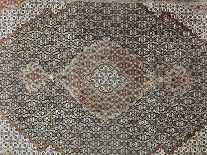 Persian Tabriz Rug 7x10 Handmade Wool Herati Mahi Pattern Vintage