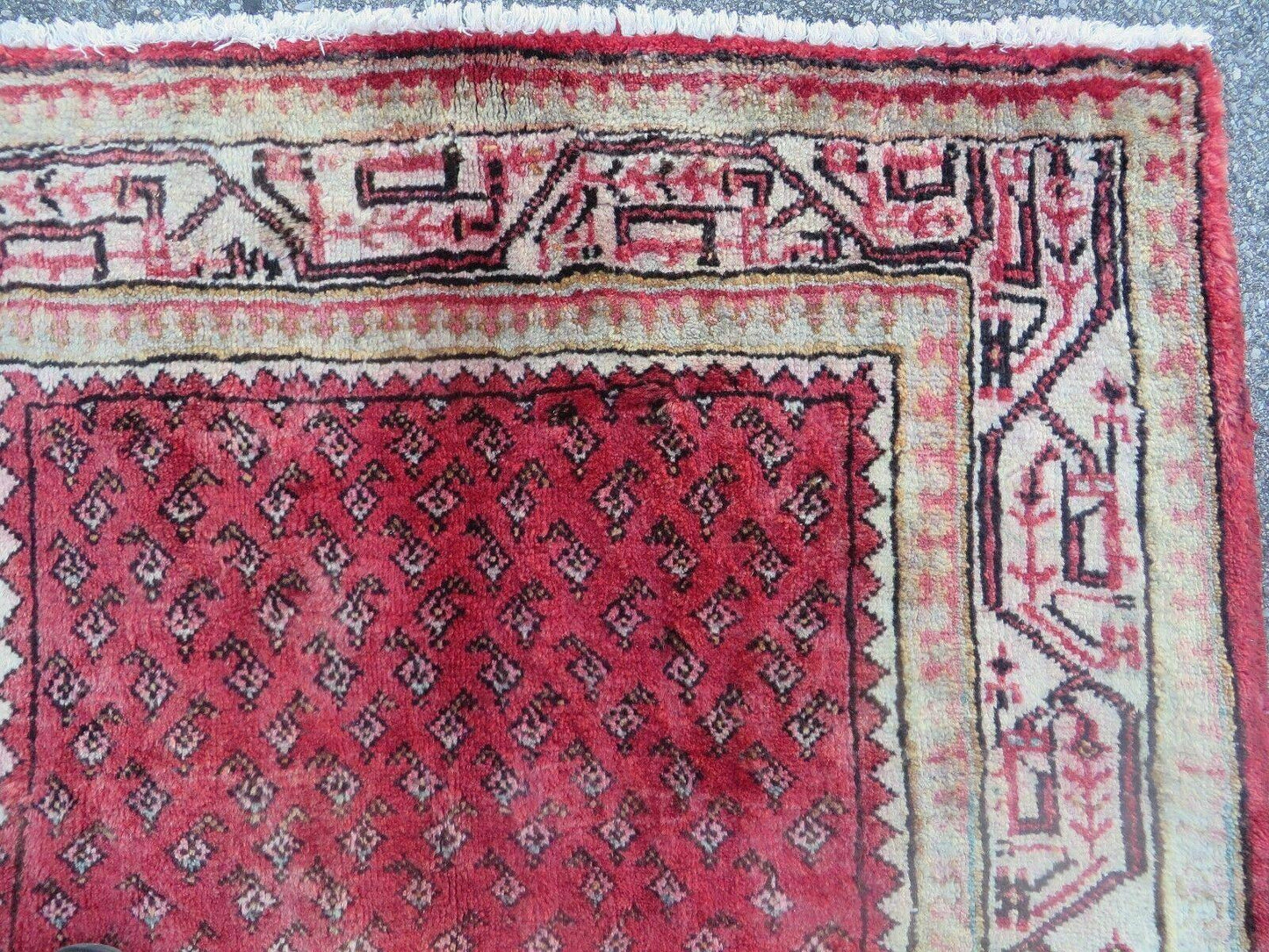 Antique Handmade Wool Runner Rug India Paisley Vintage Design 3 Foot 7 Inch by 10 Foot