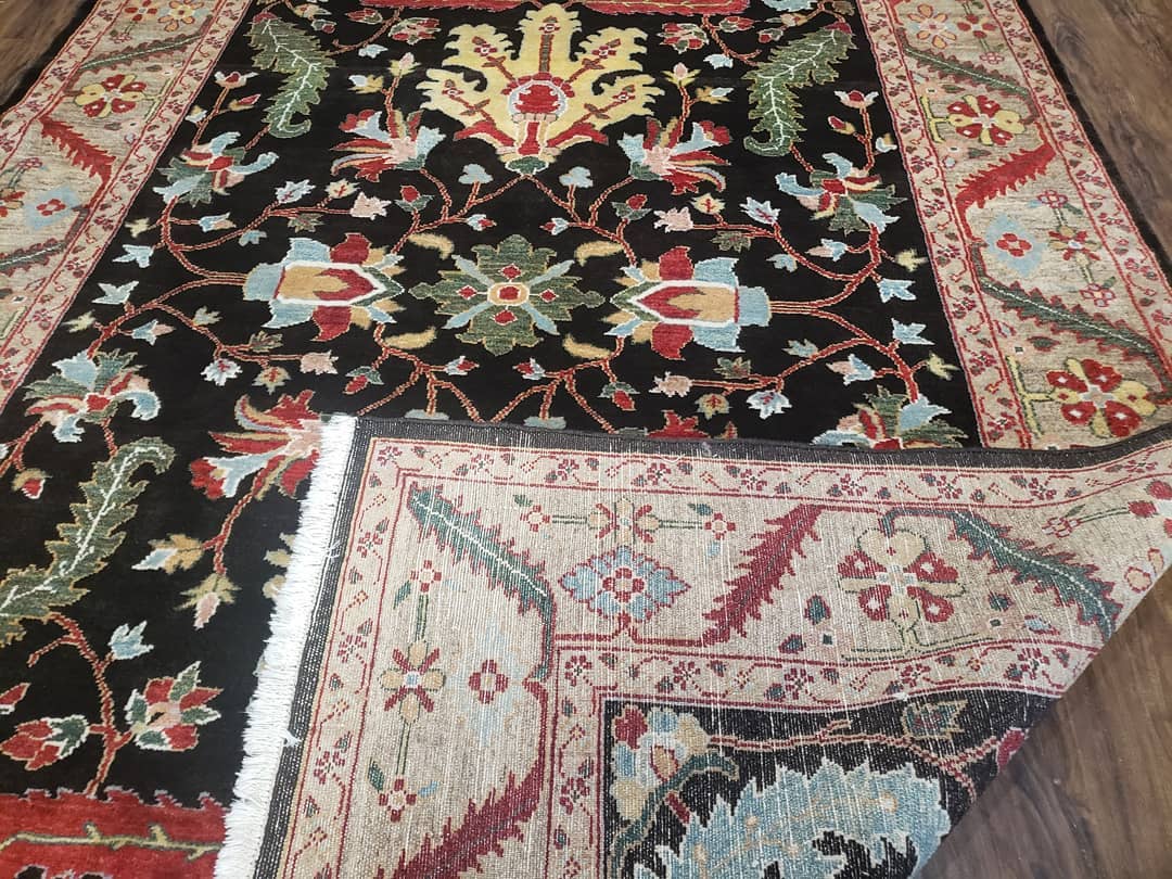 Peshawar Rug 6x9 Hand Knotted Wool Area Rug Black And Silver Oriental Carpet Handmade