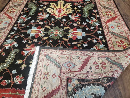 Peshawar Rug 6x9 Hand Knotted Wool Area Rug Black And Silver Oriental Carpet Handmade