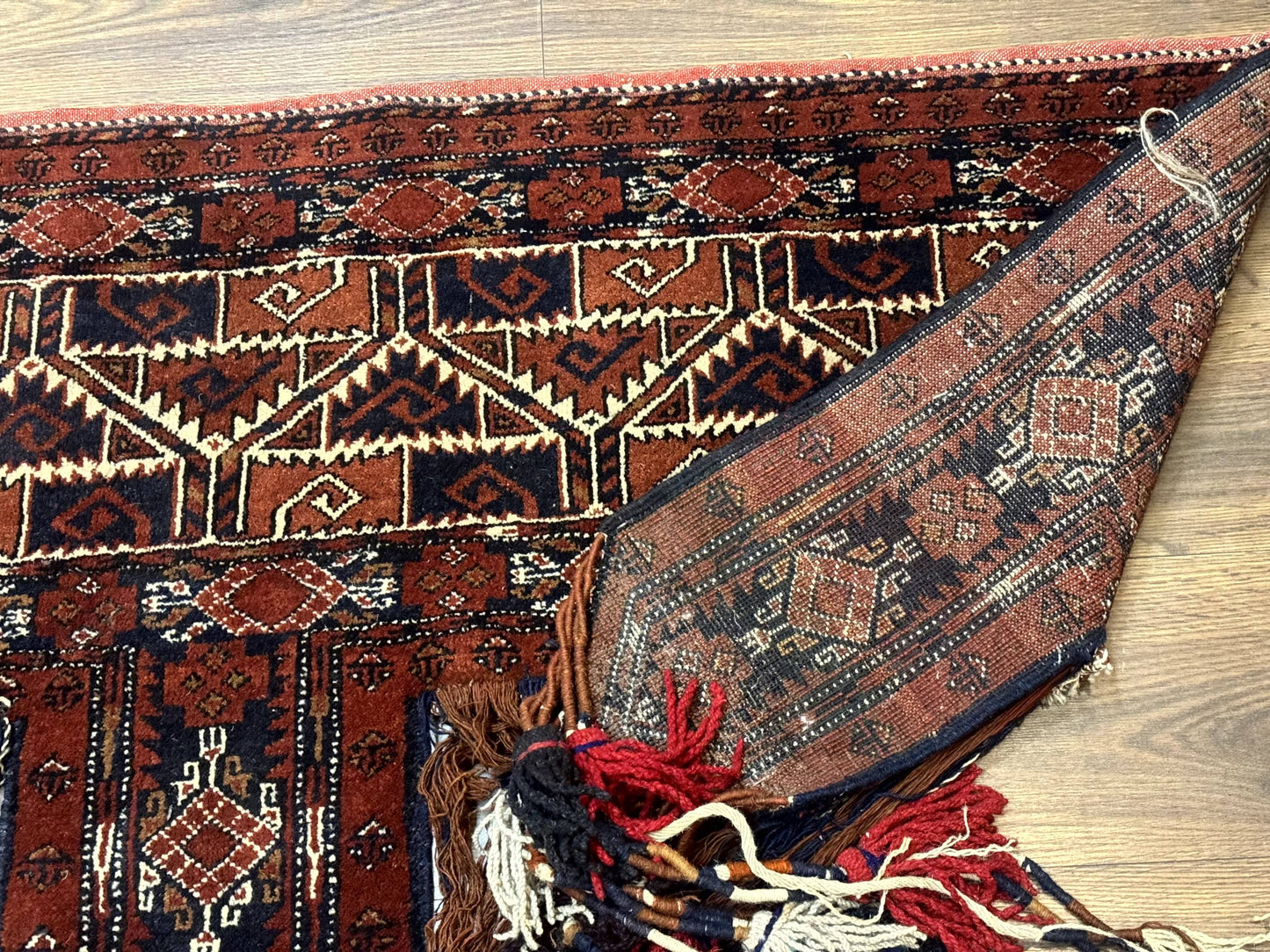 Antique Afghan Beshir Tent Header Rug Hand Knotted Wool Tribal Collectible