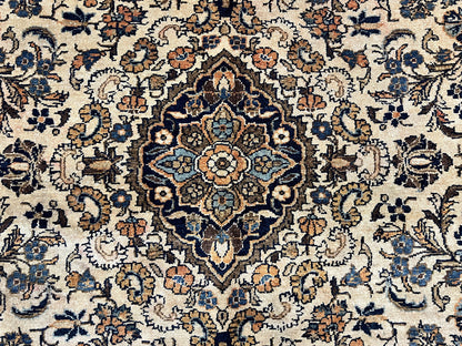 Antique Persian Rug Wool 9x11 Hand Knotted 1920s Hamadan Anjelas Floral Cream Black