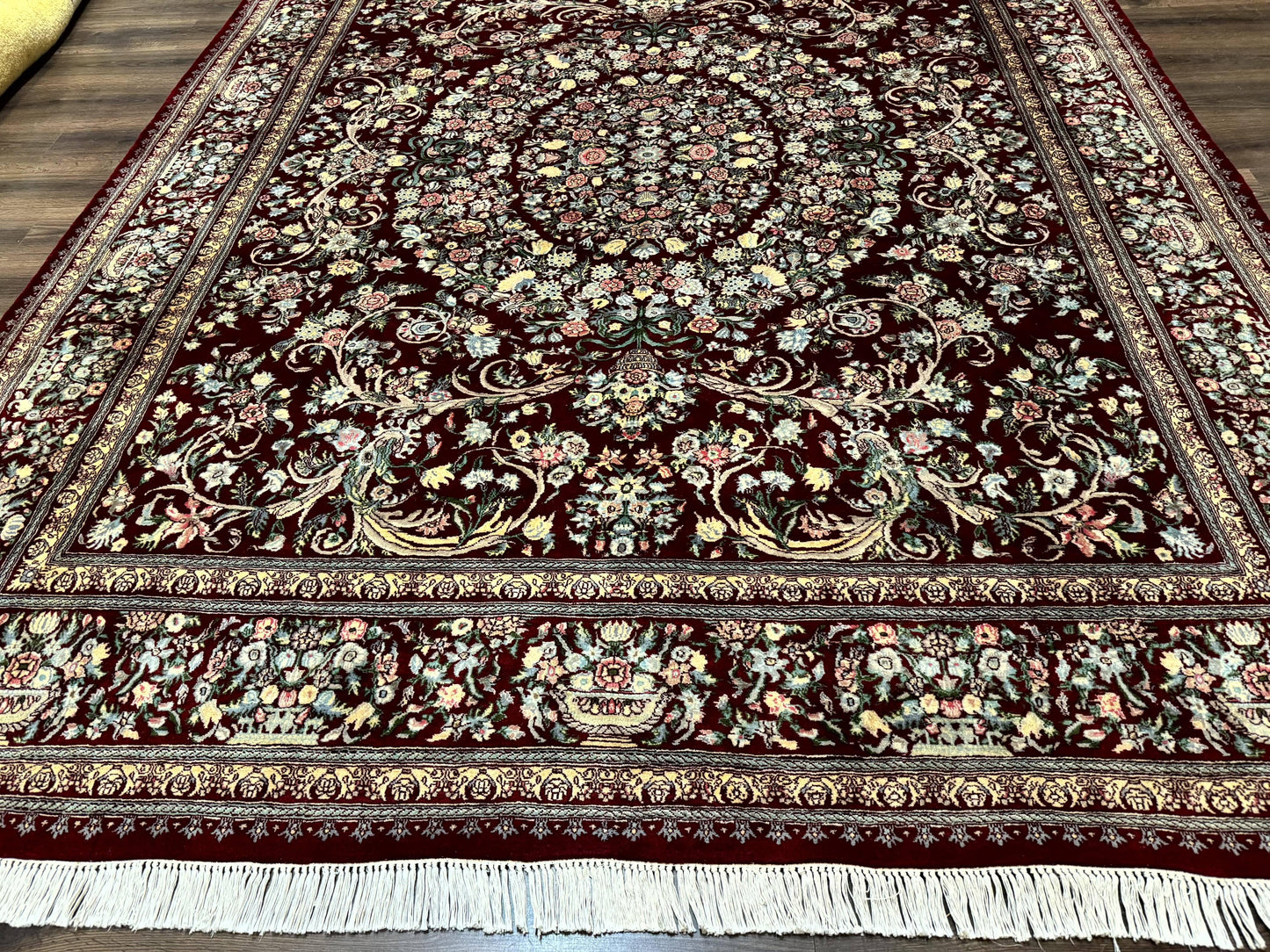 Persian Rug Burgundy 8x10 Hand Knotted Wool Floral Pak Carpet