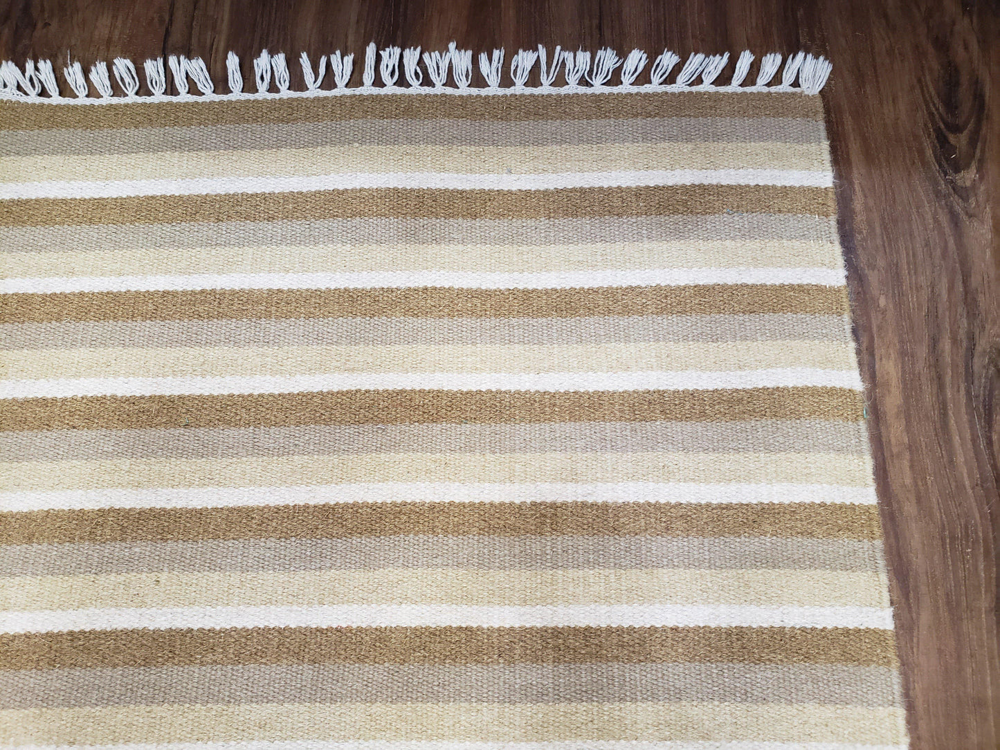 Striped Runner Rug Handmade Wool Indian Runner For Hallways 15 Ft Flatweave Farmhouse Decor