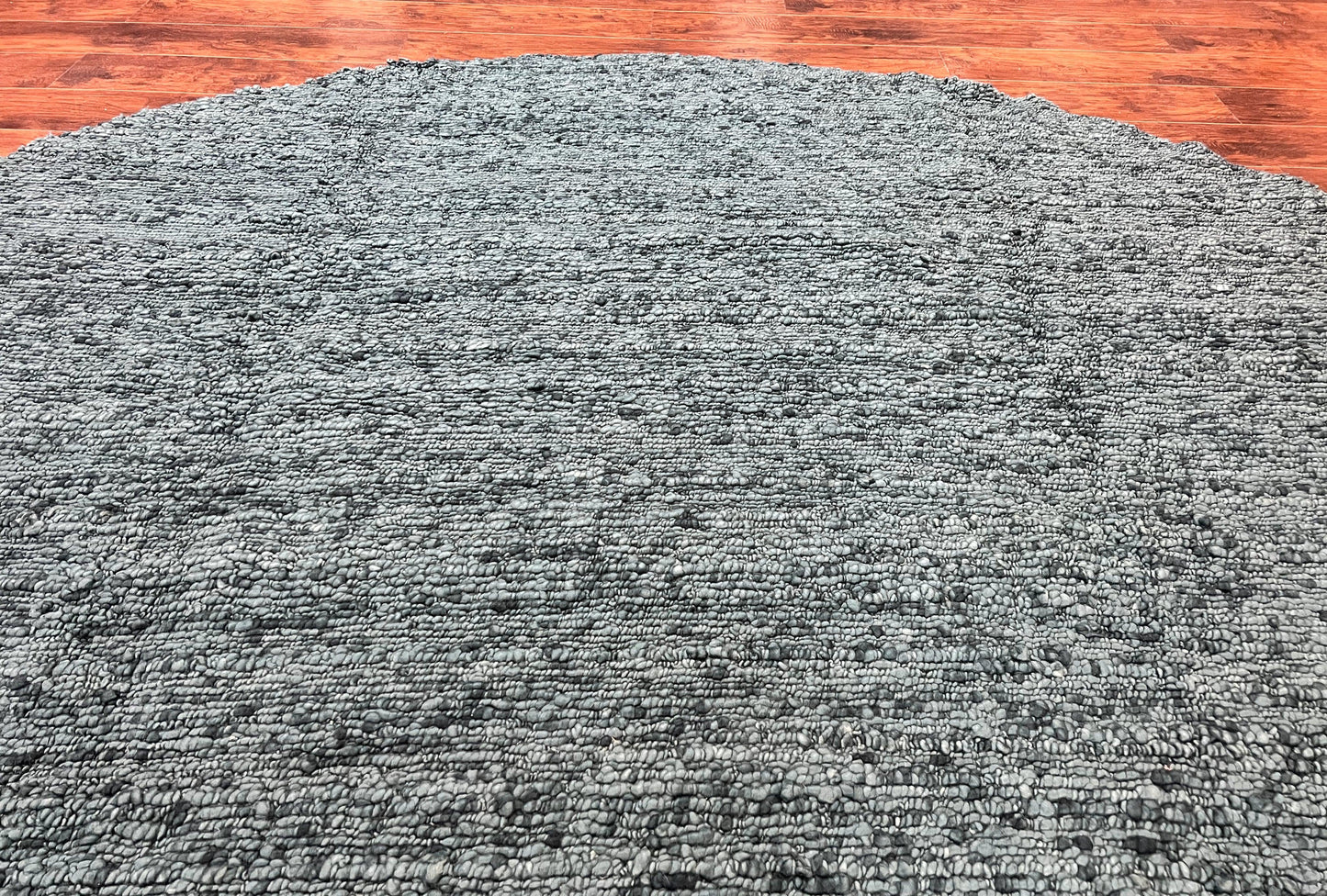 Round Indian Wool Rug Hand Knotted Teal Vintage Home Decor