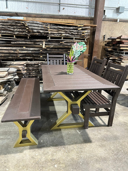 Metal X Beam Outdoor Dining Table