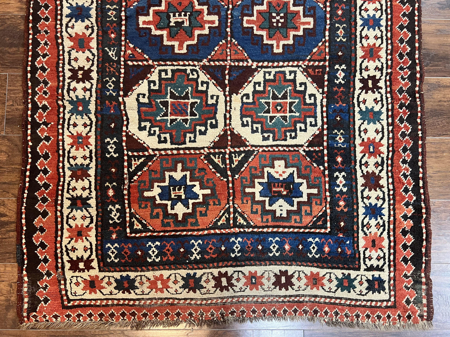 Antique Caucasian Kazak Runner Rug 4 X 9.5 Handmade Wool Hallway Carpet