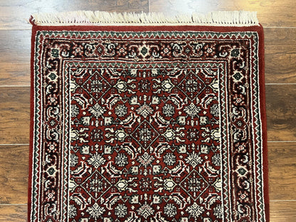 Indo Persian Runner Rug Two Point Seven By Eight Hand Knotted Wool Herati Pattern Oriental Hallway Rug
