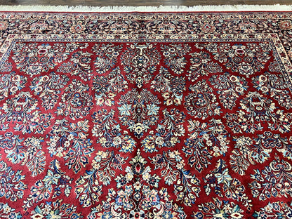 Karastan Rug Red Sarouk 10x18 Wool Carpet Original 700 Series Vintage Large Oriental Rug