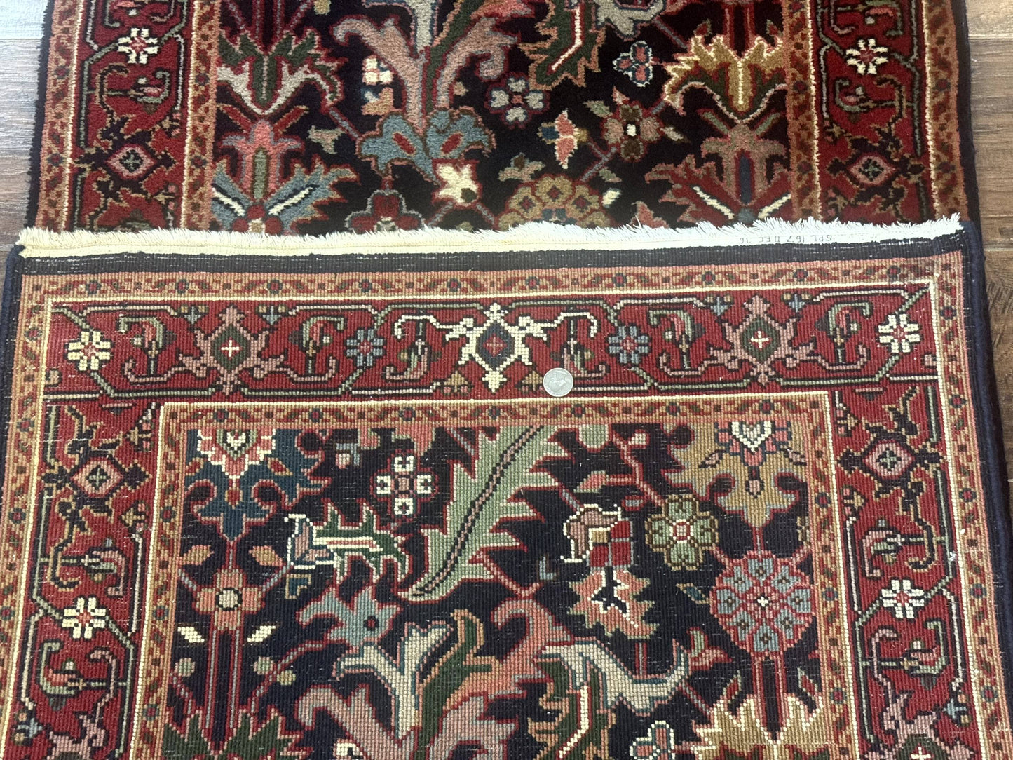 Indo Persian Runner Rug Wool 2.7 X 13 Navy Blue Red Floral Allover