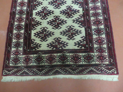 Vintage Turkoman Bokhara Yamud Wool Rug 3 By 3 Foot Hand Knotted Full Pile