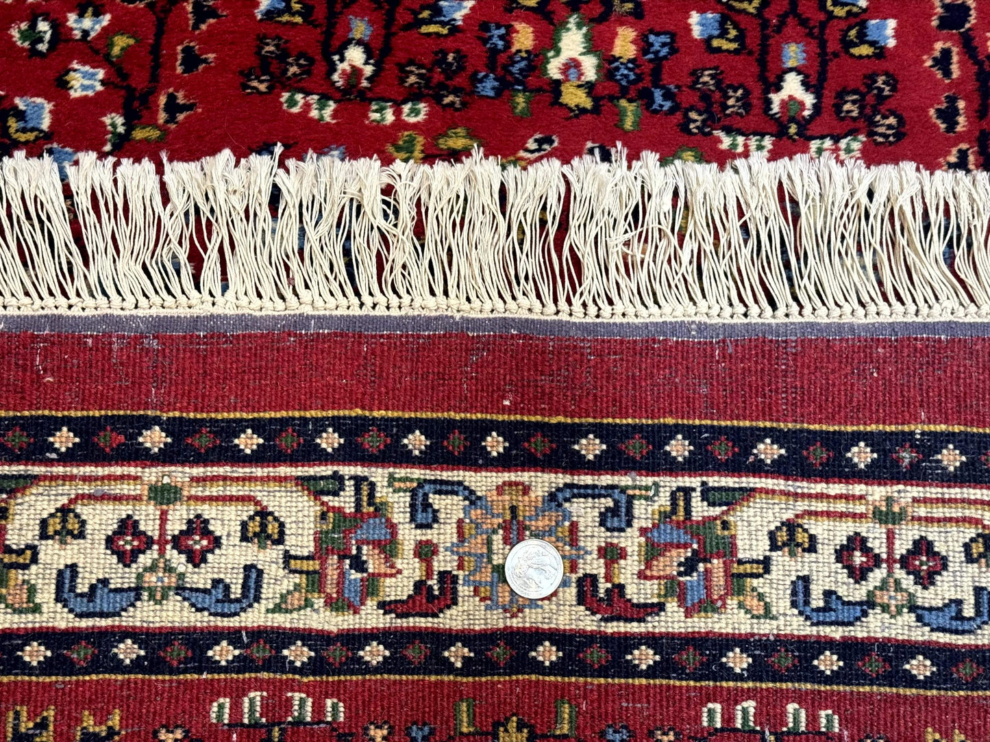 Indo Persian Sarouk Runner Rug 3x12 Hand Knotted Vintage Red And Cream Allover Pattern