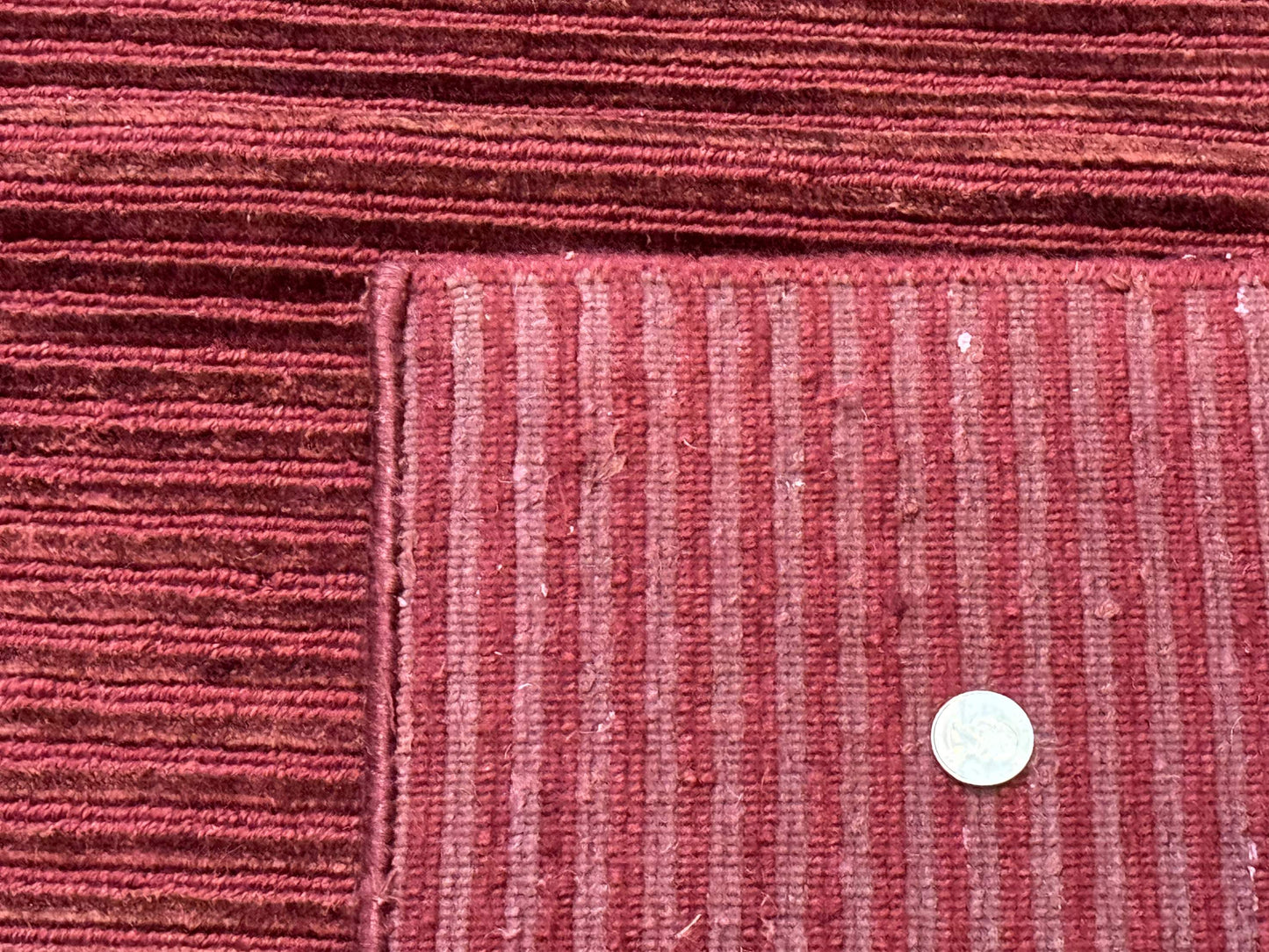 Handmade Tibetan Rug 8x10 Wool Stripe Red Thick Pile Carpet