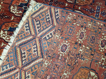 Yamud Rug Turkoman Hand Knotted Wool Area Rug Vintage Fine Weave