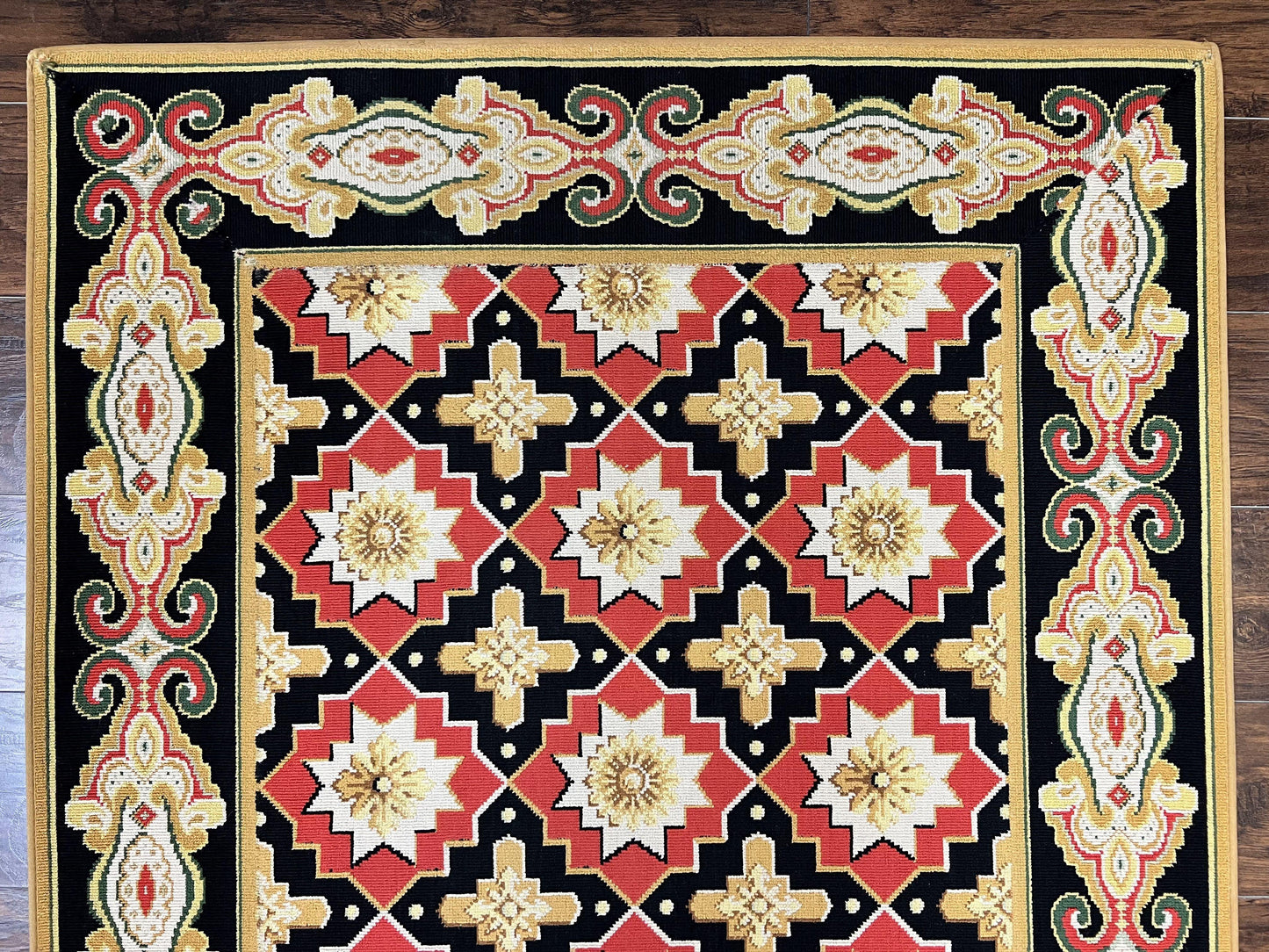 Runner Rug 4x19 Wool Panel Design Hallway Carpet Vintage European Style