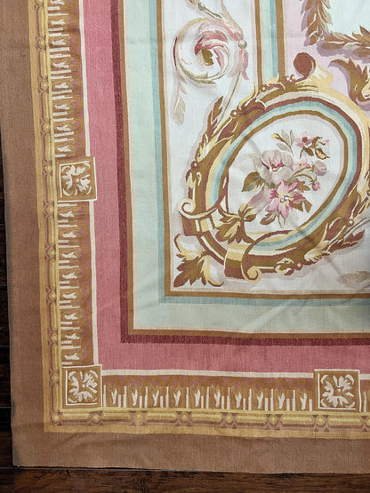 Premium Aubusson Rug 11x15 Wool Handmade Vintage European Flatweave Savonnerie Carpet