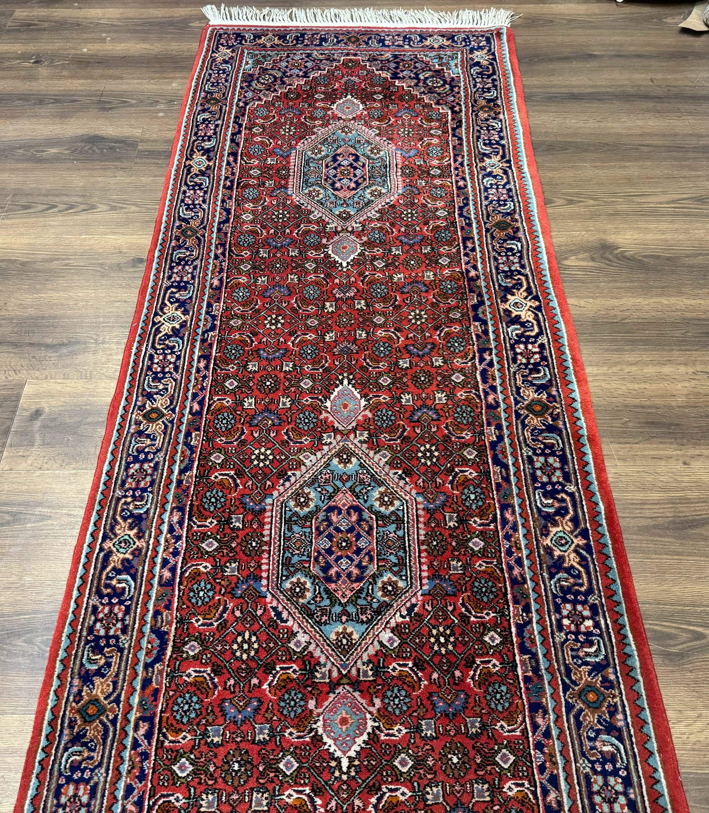 Indo Persian Bidjar Runner Rug 3 x 18.6 Wool Long Oriental Carpet