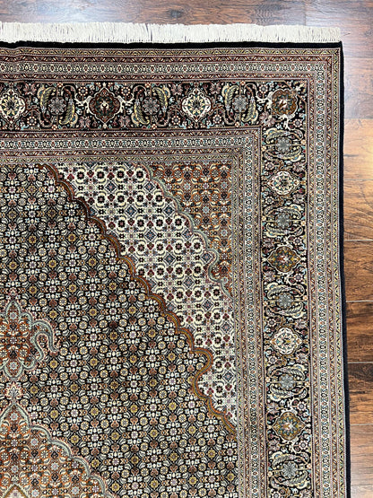 Persian Tabriz Rug 7x10 Handmade Wool Herati Mahi Pattern Vintage