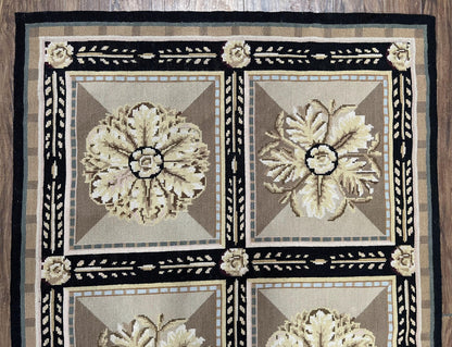 Needlepoint Runner Rug 3x8 Floral English Design Hand Woven Wool