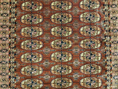 Antique Turkoman Bokhara Rug Balouch Handwoven Wool 47x46 Brick Red