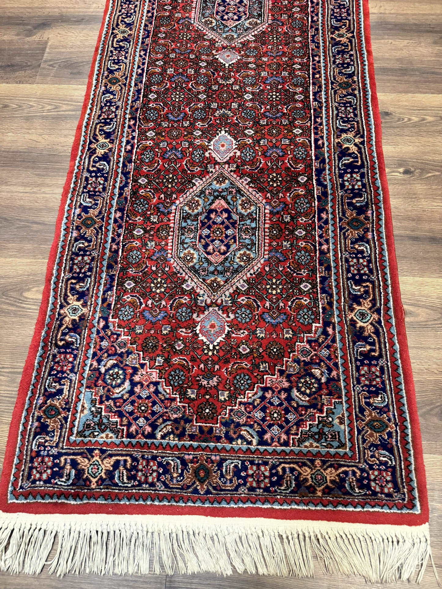 Indo Persian Bidjar Runner Rug 3 x 18.6 Wool Long Oriental Carpet