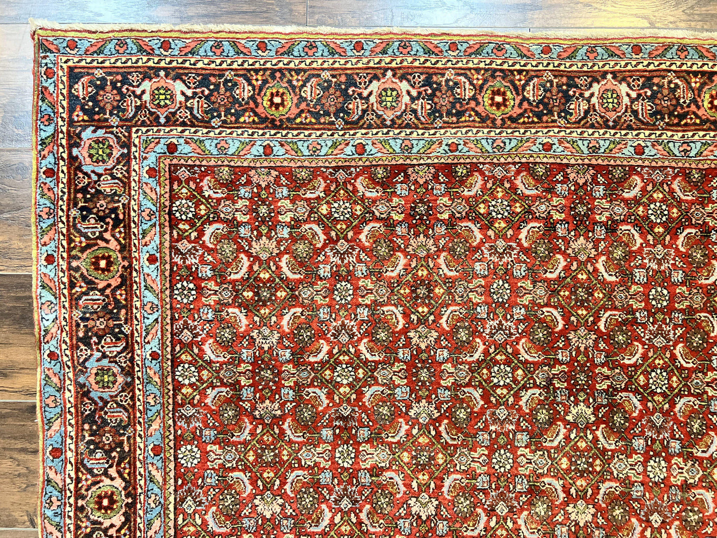 Antique Persian Bidjar Rug 5x7 Hand Knotted Wool Carpet With Herati Pattern