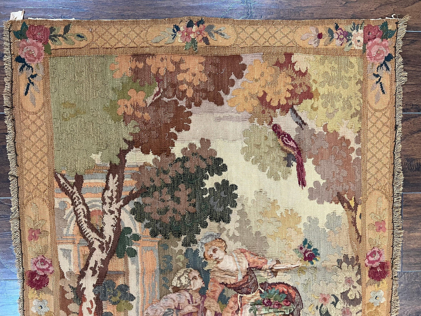 Antique Tapestry 3x4 European French Hand Loomed Victorian Wool Wall Hanging