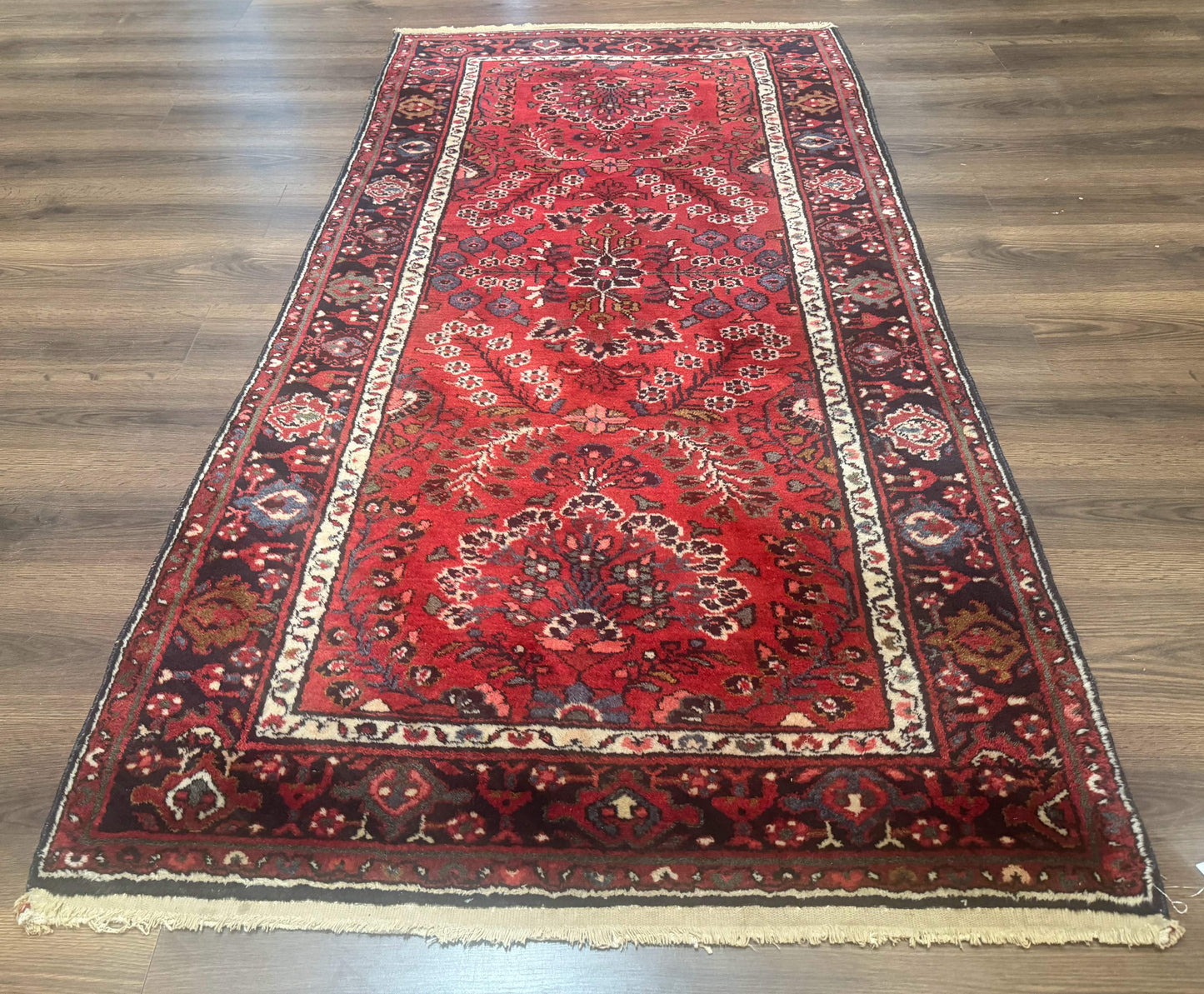 Persian Hamadan Rug Red Runner 2.6 By 6.8 Ft Floral Antique Carpet