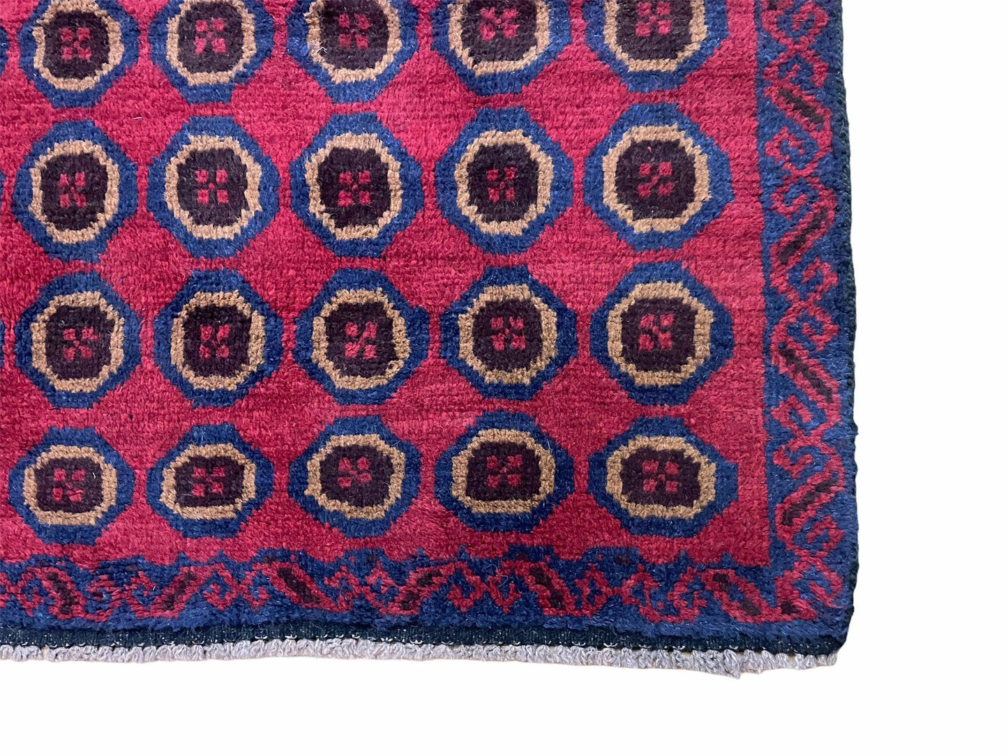 Balouchi Rug Vintage Handmade Tribal Wool Area Rug Afghan Red Beige Blue 3x4ft