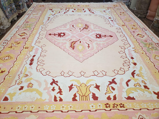 Turkish Kilim Rug 10x14 Hand Knotted Vintage Wool Decorative Geometric