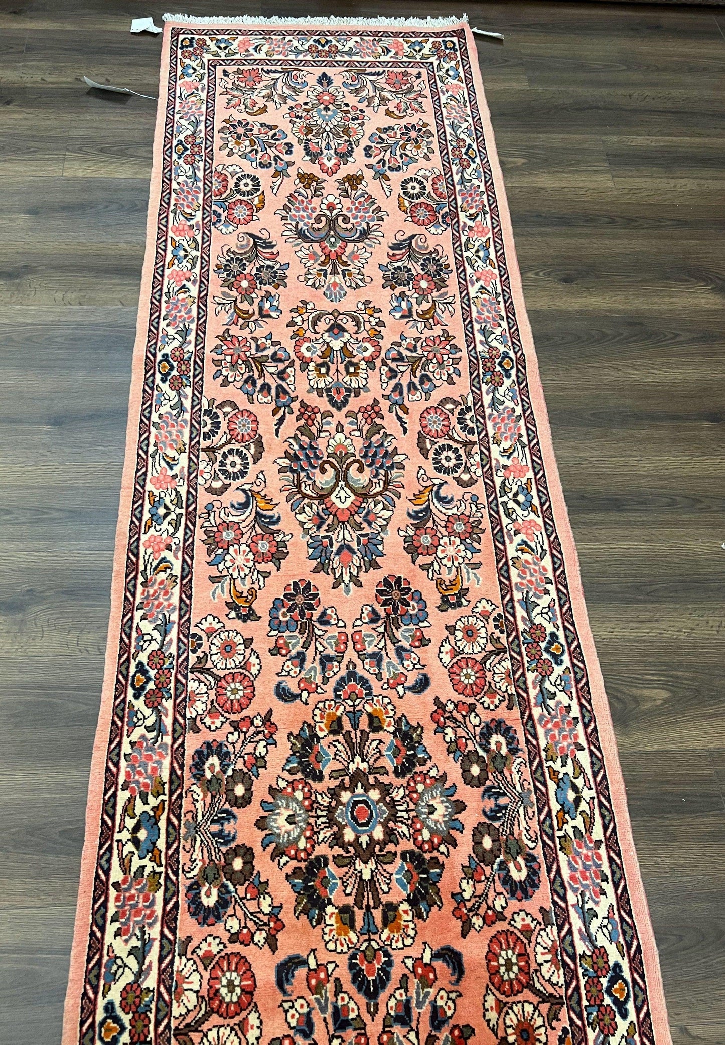 Persian Runner Rug 2.9x13.6 Vintage Hand Knotted Sarouk Wool Oriental Runner