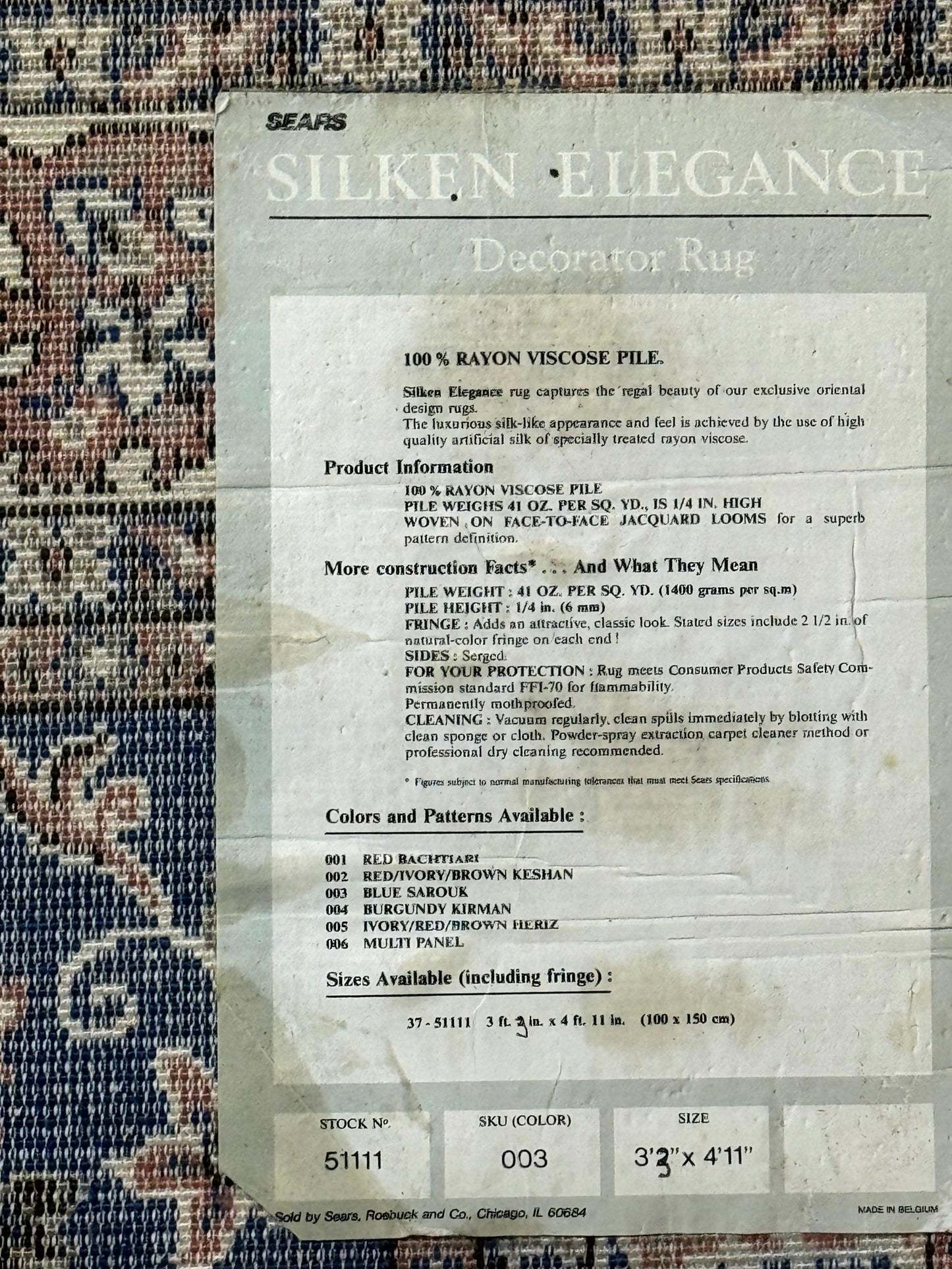 Vintage Art Silk Rug 3x4 Traditional Oriental Persian Design Navy Blue Power Loomed