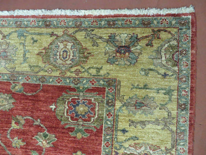 Egypt Agra Wool Rug Vintage Handmade 6.5 By 7 Feet One Of A Kind Hand Knotted Carpet