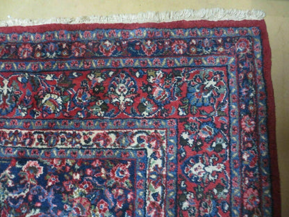 Persian Sarouk Rug 9x12 Hand Knotted Wool Antique Oriental Carpet With Vegetable Dyes