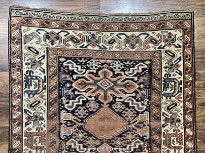 Antique Persian Tribal Runner Rug Handmade Wool Hallway Carpet For Vintage Decor