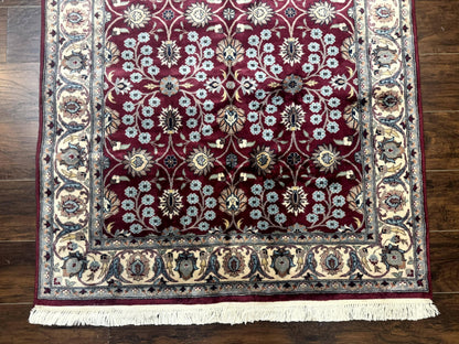 Persian Wool Rug 4x6 Floral Allover Vintage Plum And Ivory Handmade