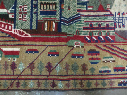 Afghan Balouch Wool Pictorial Rug 3x5 Handmade Vintage Tribal Design