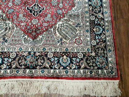 Vintage Kashmir Silk Rug 3x5 Handmade In India Qum Design 400 KPSI